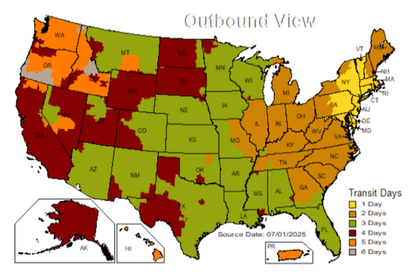 NJ UPS Ground Map 092325